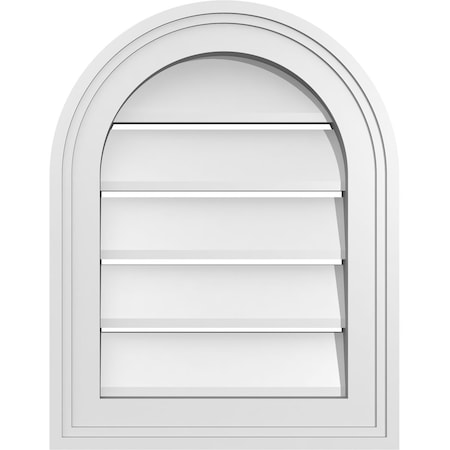 Ekena Millwork Round Top Surface Mount PVC Gable Vent: Functional, w/ 2"W x 1-1/2"P Brickmould Frame, 14"W x 18"H GVPRT14X1802SF